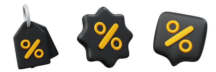 3D Black Friday Sale Tag Discount theme illustration design