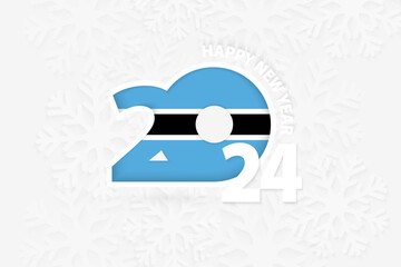 New Year 2024 for Botswana on snowflake background.