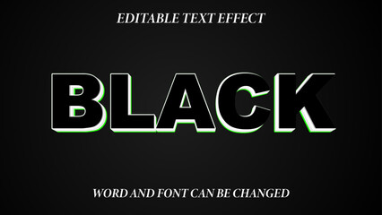 black editable text effect style. text effect vector illustration