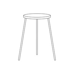 Coloring Page for kids. Bar stool icons cartoon vector. Chair bench. Kitchen or outdoor cafe , home, office and Club furniture. Pub barstool. Vector flat style cartoon illustration. coloring page.