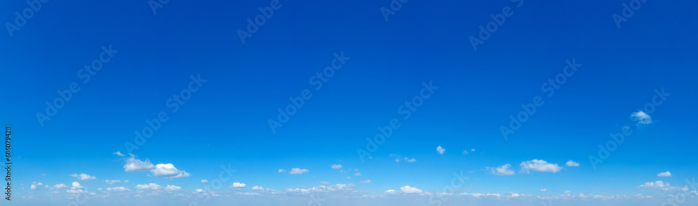 Sticker blue sky background with tiny clouds. panorama background