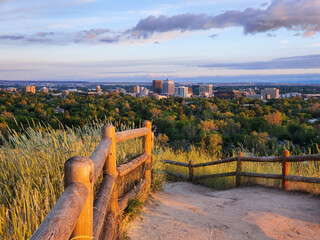 Golden hour at the top of Camel's Back park in the North End of Boise Idaho near Hyde Park