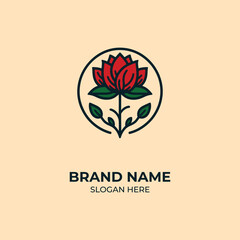 Simple flower logo concept. Flower logo with line art style. Suitable for spa companies, skincare companies, beauty salons and flower shops