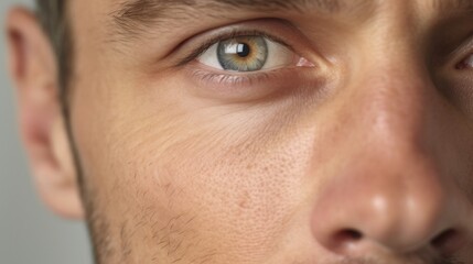 Fototapeta premium Extreme close-up highlighting the man's captivating gaze.