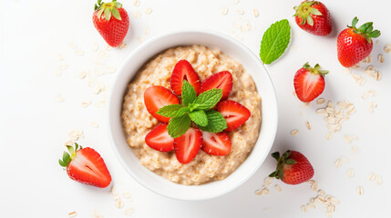 Oatmeal porrige with fresh berries and nuts