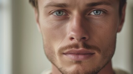 Obraz premium Extreme close-up of a man's eyes focused on the lens.