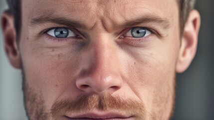 Obraz premium A detailed look at the man's eyes, creating a powerful connection.