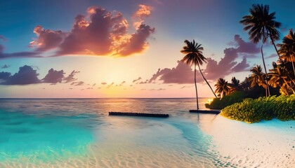 Fototapeta na wymiar Beautiful tropical Maldives island with beach
