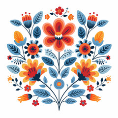 Fototapeta na wymiar illustration of flower on white background, pattern colorful flower, fresh, romantic pattern, symmetry, heart of flower, classic, art, valentine