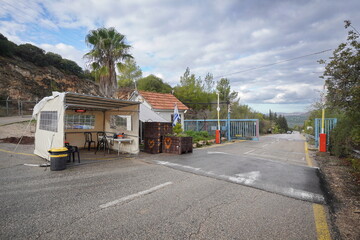 fortified gate at entrance to Jewish settlement in the Galilee during war times