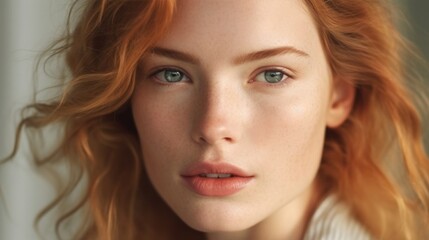 Naklejka premium A captivating expression captured in the portrait of a young European woman.