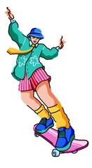 Fashionable Man Playing a Skateboard