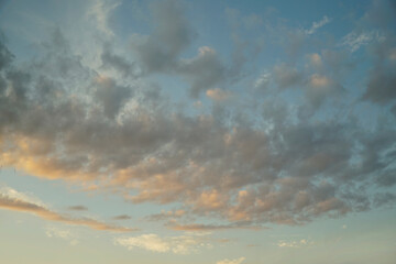 Dramatic sky with orange clouds at sunset