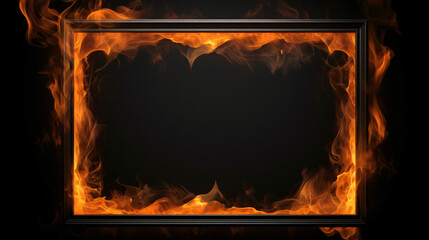 Square frame with orange flames