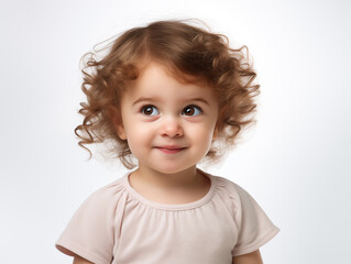 Naklejka premium Pretty little girl portrait. Isolated on white background