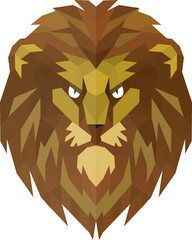 Lion vector polygon triangulate vector design. Low poly triangular lion on white background