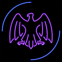 eagle neon sign, modern glowing banner design, colorful modern design trends on black background. Vector illustration.