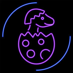 dinosaur neon sign, modern glowing banner design, colorful modern design trend on black background. Vector illustration.