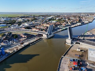 Herring Bridge Great Yarmouth third river crossing drone,aerial UK under construction .