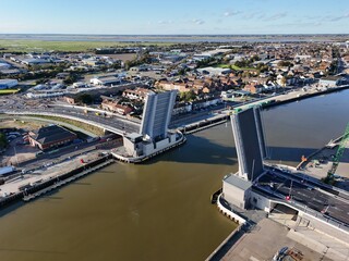 Herring Bridge Great Yarmouth third river crossing drone,aerial UK under construction .