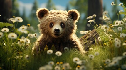 Fototapeta premium Bear Sitting On Grass, HD, Background Wallpaper, Desktop Wallpaper 
