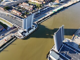 Herring Bridge Great Yarmouth third river crossing drone,aerial UK under construction .
