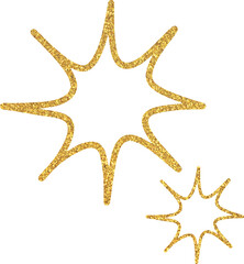 Golden glitter sparkle star, gold foil glittering star