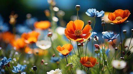 Beautiful Summer Landscape Flowers On Field, HD, Background Wallpaper, Desktop Wallpaper 