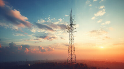 Telecommunication tower antenna - obrazy, fototapety, plakaty