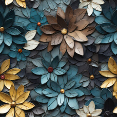 Seamless abstract flowers pattern background