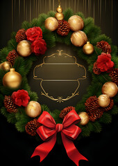 Fototapeta na wymiar Christmas Flyer, with Christmas wreath