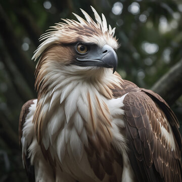 The Philippine eagle (Pithecophaga jefferyi) is one of the most endangered bird species in the world.Philippine eagle (Pithecophaga jefferyi) (Monkey-eating eagle), Davao, Mindanao, Philippines, Asia