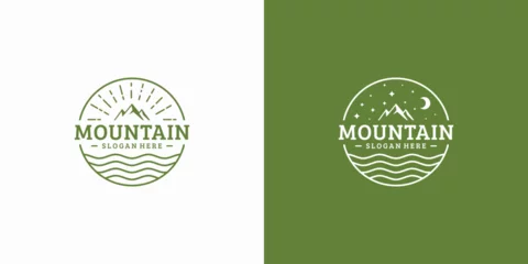 Fotobehang Vintage vector mountain landscape logo design © ahmad