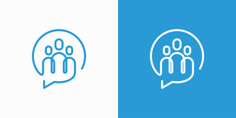 Vector logo design of group of people in conversation bubble