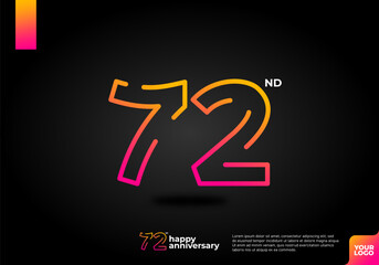 Number 72 logo icon design, 72nd birthday logo number, anniversary 72