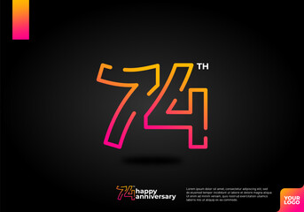 Number 74 logo icon design, 74th birthday logo number, anniversary 74
