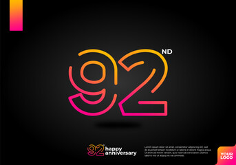 Number 92 logo icon design, 92nd birthday logo number, anniversary 92