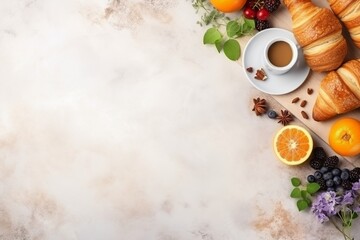 Breakfast Coffee & Pastries Flat Lay

