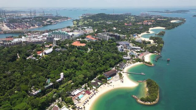 Aerial view of Sentosa Island in Singapore