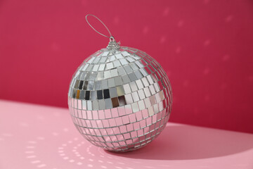 Beautiful disco ball on a red background