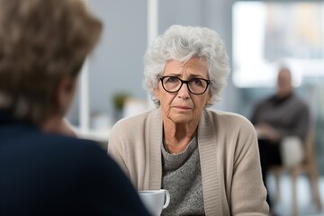 Seeking Solace: Elderly Woman's Therapy Session