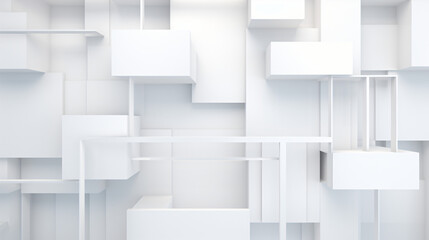Abstract 3D white rectangles geometric