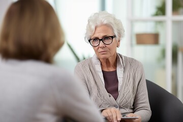 Fototapeta na wymiar Seeking Solace: Elderly Woman's Therapy Session