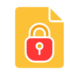 Document with a lock. Limited access, secret correspondence, top, data protection, security system, important information, email, mail, report, agreement, message. Colorful icon on white background