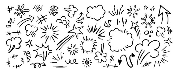 Obraz premium Hand drawn doodle vector set. Collection of cute hand drawn doodle.