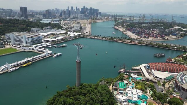 Aerial view of Sentosa Island Cable Car, Singapore