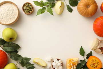 Ingredients for autumn baking, top view.