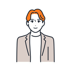 カジュアルスーツを着た若い男性のシンプルなアバターアイコンのベクターイラスト素材