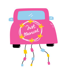 Cute Wedding Vector Set Car