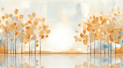 Ethereal Autumn Leaves in an Abstract World, Reflecting Warmth and Serenity